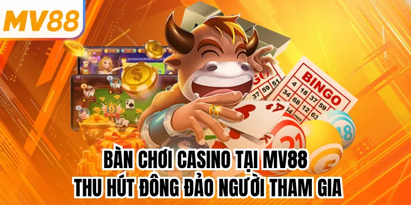 Bàn chơi casino tại mv88 thu hút đông đảo người tham gia
